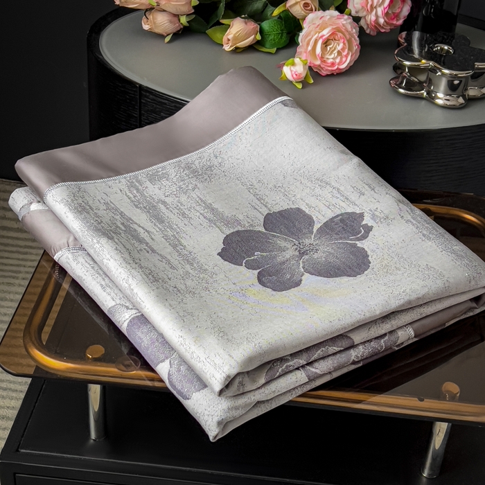 91家纺网 家纺一手货源 找家纺 印季家纺 2026新款色织提花100%竹纤维床单凉席 璎珞-乌云灰