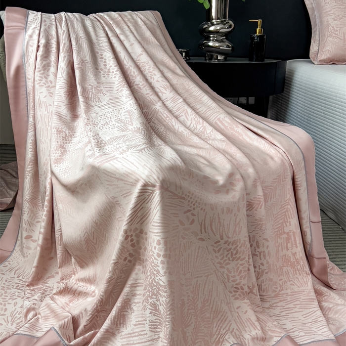 印季家纺 2026新款色织提花100%竹纤维床单凉席 素叶浅吟-皮粉柔