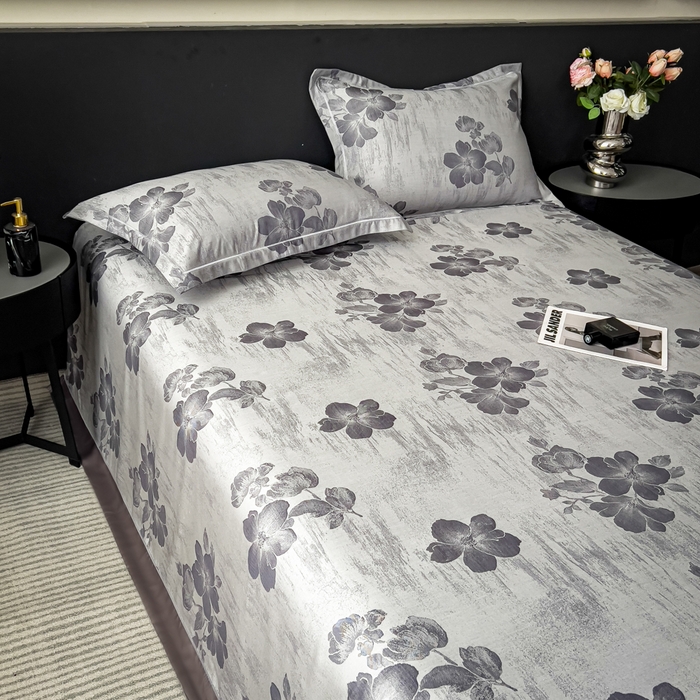 91家纺网 家纺一手货源 找家纺 印季家纺 2026新款色织提花100%竹纤维床单凉席 璎珞-乌云灰