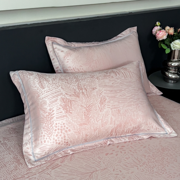 91家纺网 家纺一手货源 找家纺 印季家纺 2026新款色织提花100%竹纤维床单凉席 素叶浅吟-皮粉柔