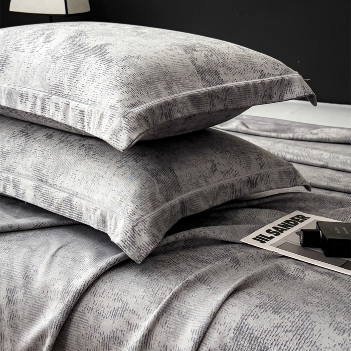 91家纺网 家纺一手货源 找家纺 印季家纺 2026新款色织提花100%竹纤维床单凉席 雾梦-乌云灰