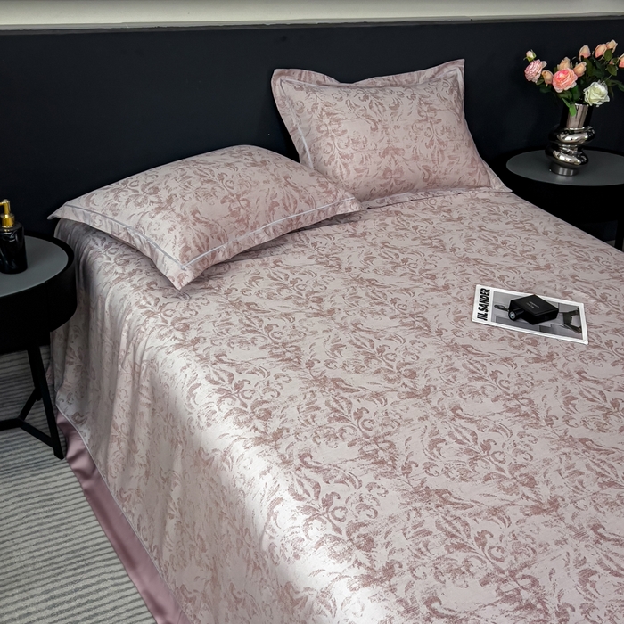 91家纺网 家纺一手货源 找家纺 印季家纺 2026新款色织提花100%竹纤维床单凉席 时光之谜-罗汉果