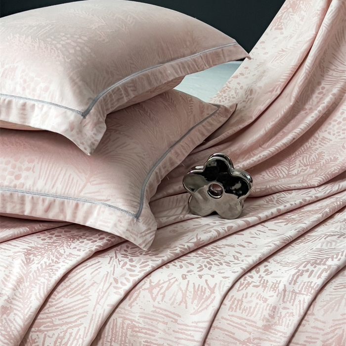 91家纺网 家纺一手货源 找家纺 印季家纺 2026新款色织提花100%竹纤维床单凉席 素叶浅吟-皮粉柔