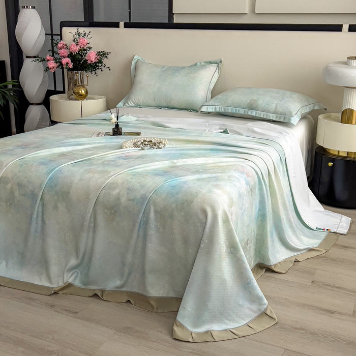 91家纺网 家纺一手货源 找家纺 （总）印季家纺 2026新款数码印花竹纤维+莱赛尔床单凉席