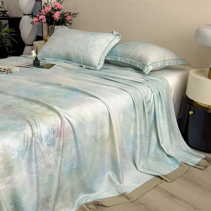 91家纺网 家纺一手货源 找家纺 （总）印季家纺 2026新款数码印花竹纤维+莱赛尔床单凉席