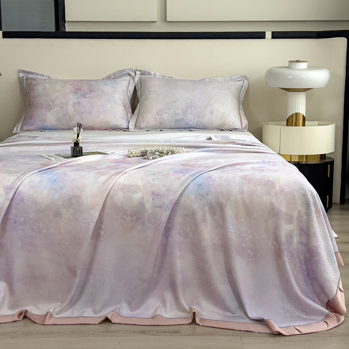 91家纺网 家纺一手货源 找家纺 印季家纺 2026新款数码印花竹纤维+莱赛尔床单凉席 花花世界