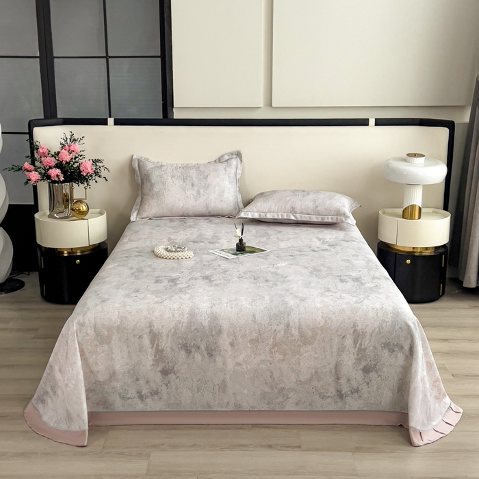 91家纺网 家纺一手货源 找家纺 印季家纺 2026新款数码印花竹纤维+莱赛尔床单凉席 漫山