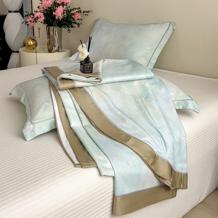 91家纺网 家纺一手货源 找家纺 印季家纺 2026新款数码印花竹纤维+莱赛尔床单凉席 春意盎然