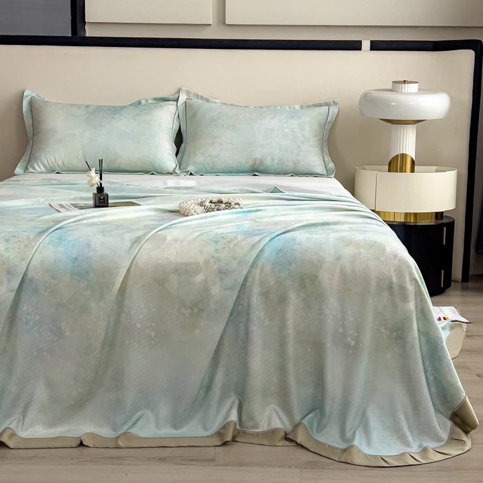 印季家纺 2026新款数码印花竹纤维+莱赛尔床单凉席 春意盎然