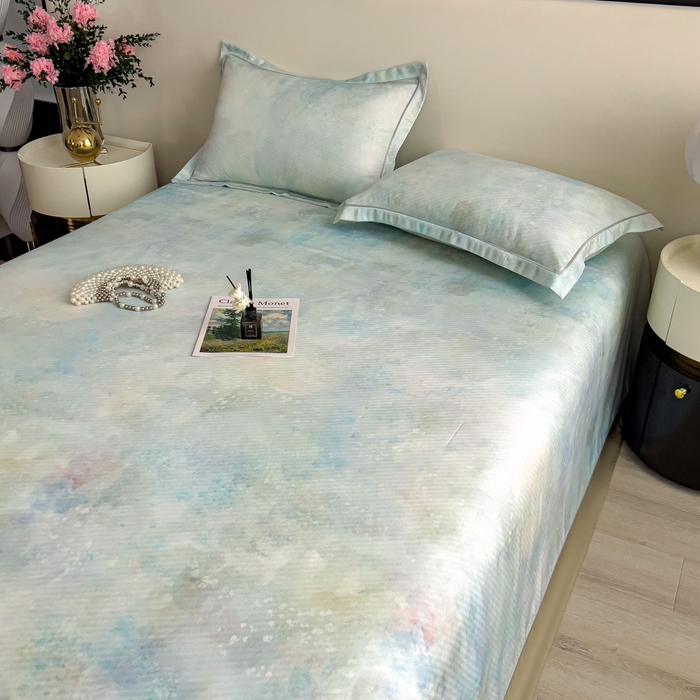 91家纺网 家纺一手货源 找家纺 印季家纺 2026新款数码印花竹纤维+莱赛尔床单凉席 春意盎然