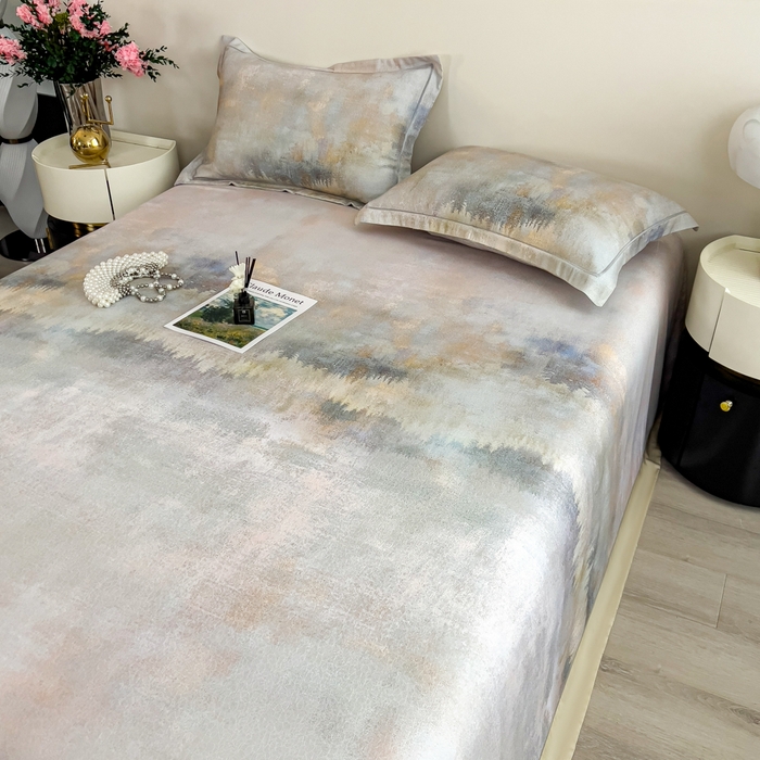 91家纺网 家纺一手货源 找家纺 印季家纺 2026新款数码印花竹纤维+莱赛尔床单凉席 江南印象