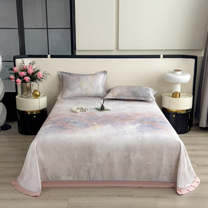 91家纺网 家纺一手货源 找家纺 印季家纺 2026新款数码印花竹纤维+莱赛尔床单凉席 五彩缤纷