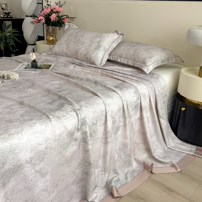 91家纺网 家纺一手货源 找家纺 印季家纺 2026新款数码印花竹纤维+莱赛尔床单凉席 漫山