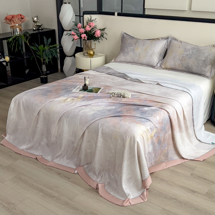 91家纺网 家纺一手货源 找家纺 印季家纺 2026新款数码印花竹纤维+莱赛尔床单凉席 五彩缤纷