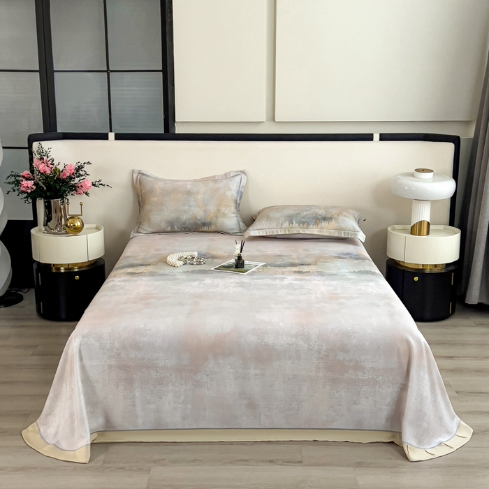 91家纺网 家纺一手货源 找家纺 印季家纺 2026新款数码印花竹纤维+莱赛尔床单凉席 江南印象