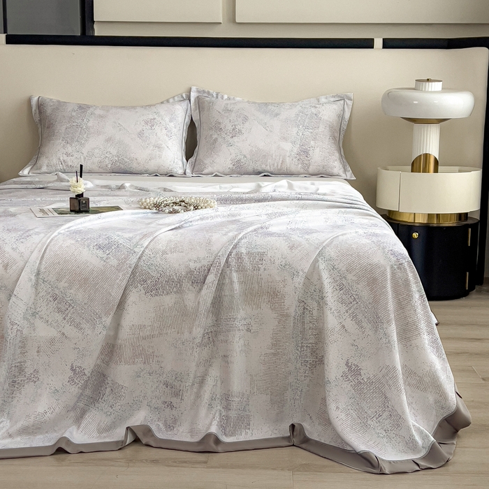 印季家纺 2026新款数码印花竹纤维+莱赛尔床单凉席 情愫-灰