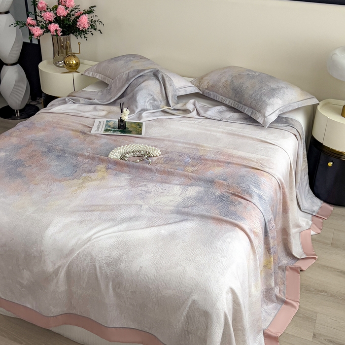 91家纺网 家纺一手货源 找家纺 印季家纺 2026新款数码印花竹纤维+莱赛尔床单凉席 五彩缤纷