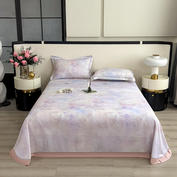 91家纺网 家纺一手货源 找家纺 印季家纺 2026新款数码印花竹纤维+莱赛尔床单凉席 花花世界