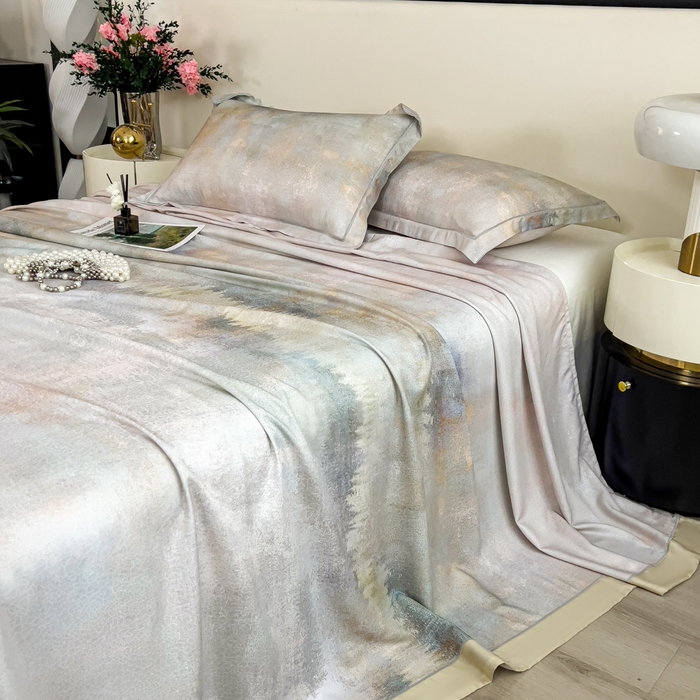 91家纺网 家纺一手货源 找家纺 印季家纺 2026新款数码印花竹纤维+莱赛尔床单凉席 江南印象