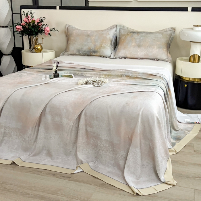 91家纺网 家纺一手货源 找家纺 印季家纺 2026新款数码印花竹纤维+莱赛尔床单凉席 江南印象