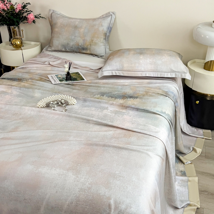 91家纺网 家纺一手货源 找家纺 印季家纺 2026新款数码印花竹纤维+莱赛尔床单凉席 江南印象