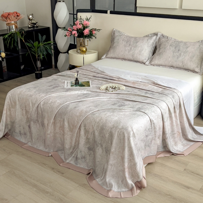 91家纺网 家纺一手货源 找家纺 印季家纺 2026新款数码印花竹纤维+莱赛尔床单凉席 漫山