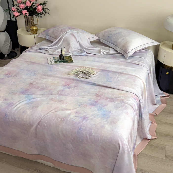 91家纺网 家纺一手货源 找家纺 印季家纺 2026新款数码印花竹纤维+莱赛尔床单凉席 花花世界