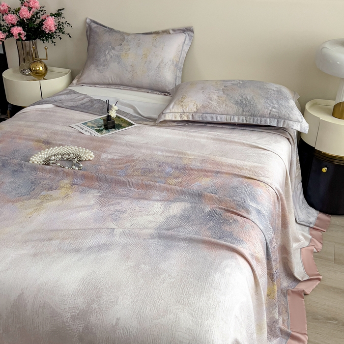 91家纺网 家纺一手货源 找家纺 印季家纺 2026新款数码印花竹纤维+莱赛尔床单凉席 五彩缤纷