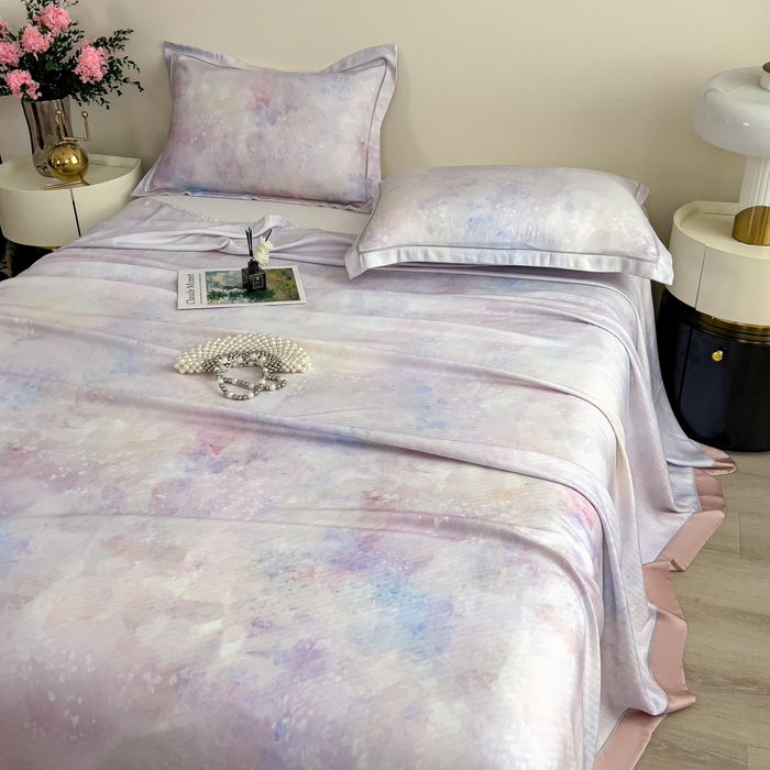 91家纺网 家纺一手货源 找家纺 印季家纺 2026新款数码印花竹纤维+莱赛尔床单凉席 花花世界