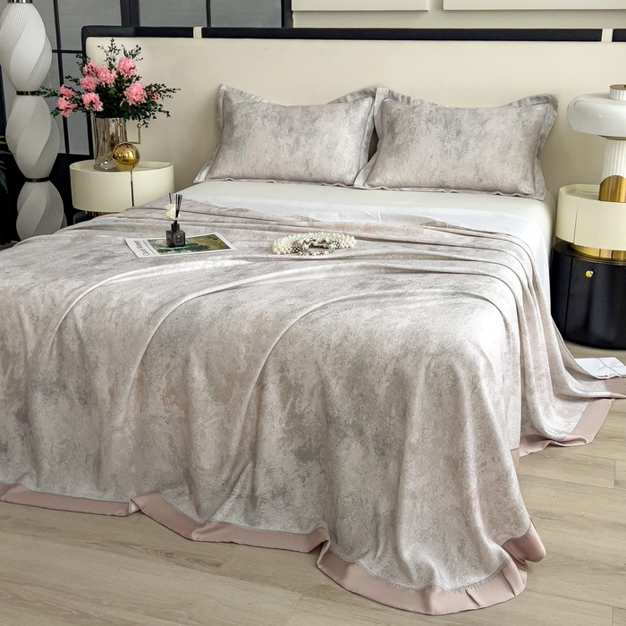 91家纺网 家纺一手货源 找家纺 印季家纺 2026新款数码印花竹纤维+莱赛尔床单凉席 漫山