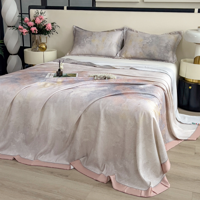 91家纺网 家纺一手货源 找家纺 印季家纺 2026新款数码印花竹纤维+莱赛尔床单凉席 五彩缤纷