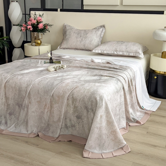 91家纺网 家纺一手货源 找家纺 印季家纺 2026新款数码印花竹纤维+莱赛尔床单凉席 漫山