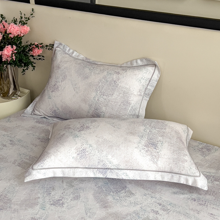 91家纺网 家纺一手货源 找家纺 印季家纺 2026新款数码印花竹纤维+莱赛尔床单凉席 情愫-灰