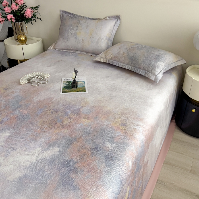 91家纺网 家纺一手货源 找家纺 印季家纺 2026新款数码印花竹纤维+莱赛尔床单凉席 五彩缤纷