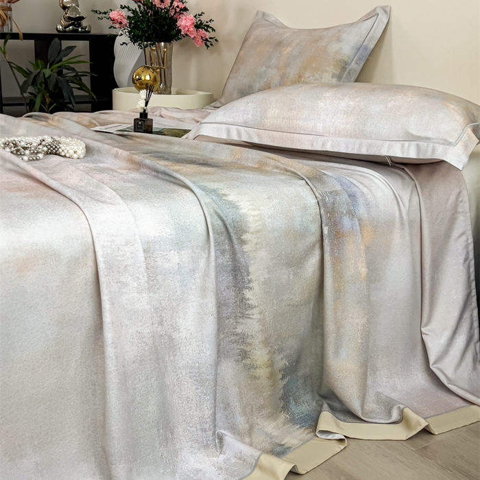 91家纺网 家纺一手货源 找家纺 印季家纺 2026新款数码印花竹纤维+莱赛尔床单凉席 江南印象