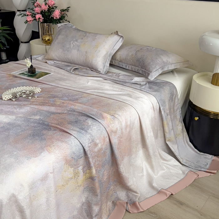 91家纺网 家纺一手货源 找家纺 印季家纺 2026新款数码印花竹纤维+莱赛尔床单凉席 五彩缤纷