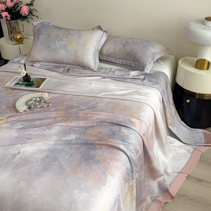 91家纺网 家纺一手货源 找家纺 印季家纺 2026新款数码印花竹纤维+莱赛尔床单凉席 五彩缤纷