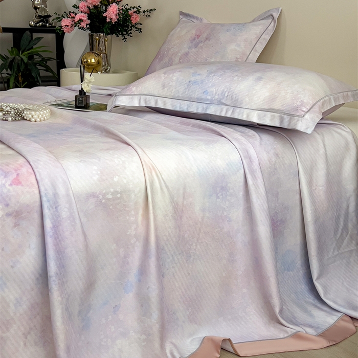 91家纺网 家纺一手货源 找家纺 印季家纺 2026新款数码印花竹纤维+莱赛尔床单凉席 花花世界