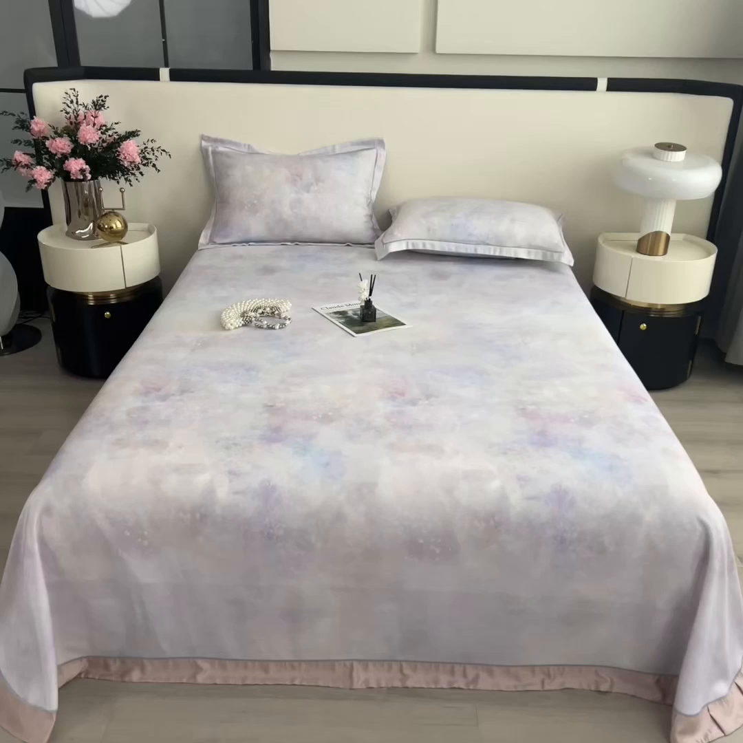 91家纺网 家纺一手货源 找家纺 印季家纺 2026新款数码印花竹纤维+莱赛尔床单凉席 花花世界