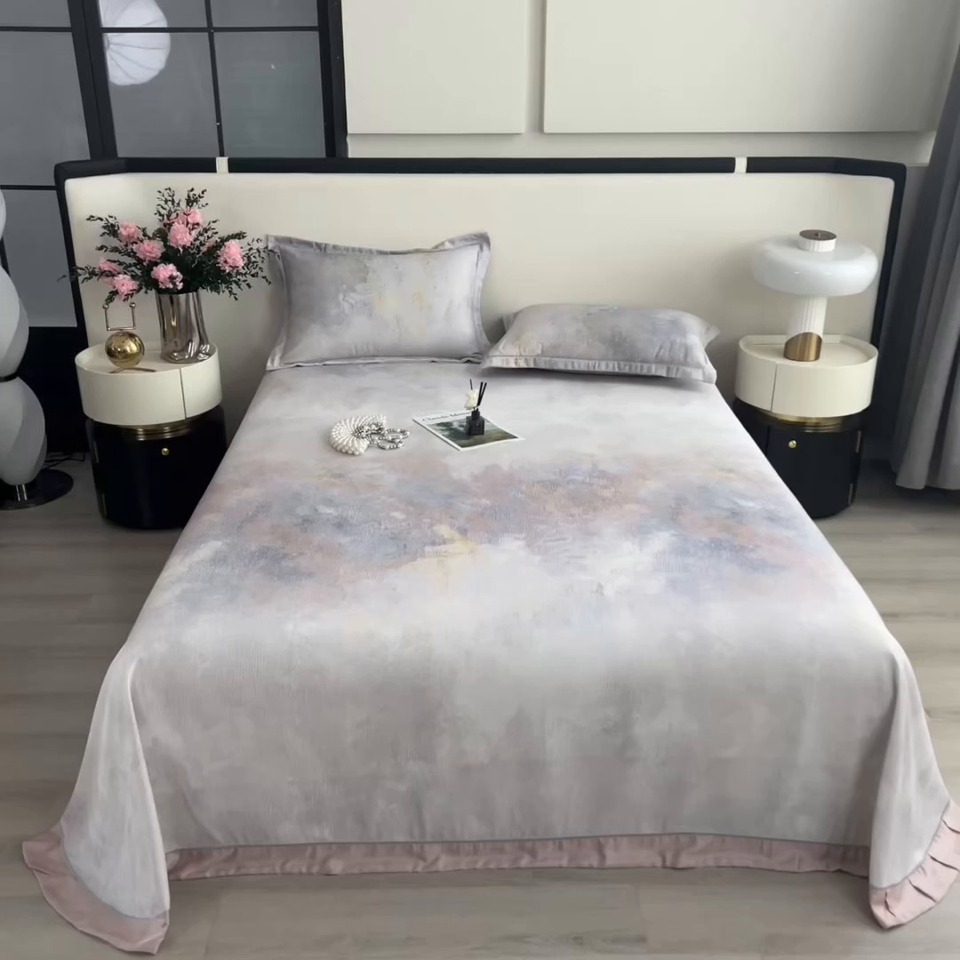 91家纺网 家纺一手货源 找家纺 印季家纺 2026新款数码印花竹纤维+莱赛尔床单凉席 五彩缤纷