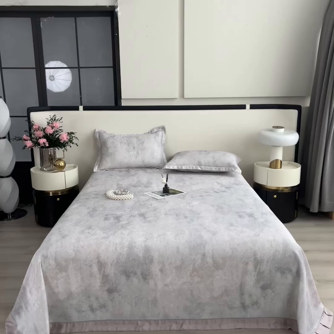 91家纺网 家纺一手货源 找家纺 印季家纺 2026新款数码印花竹纤维+莱赛尔床单凉席 漫山