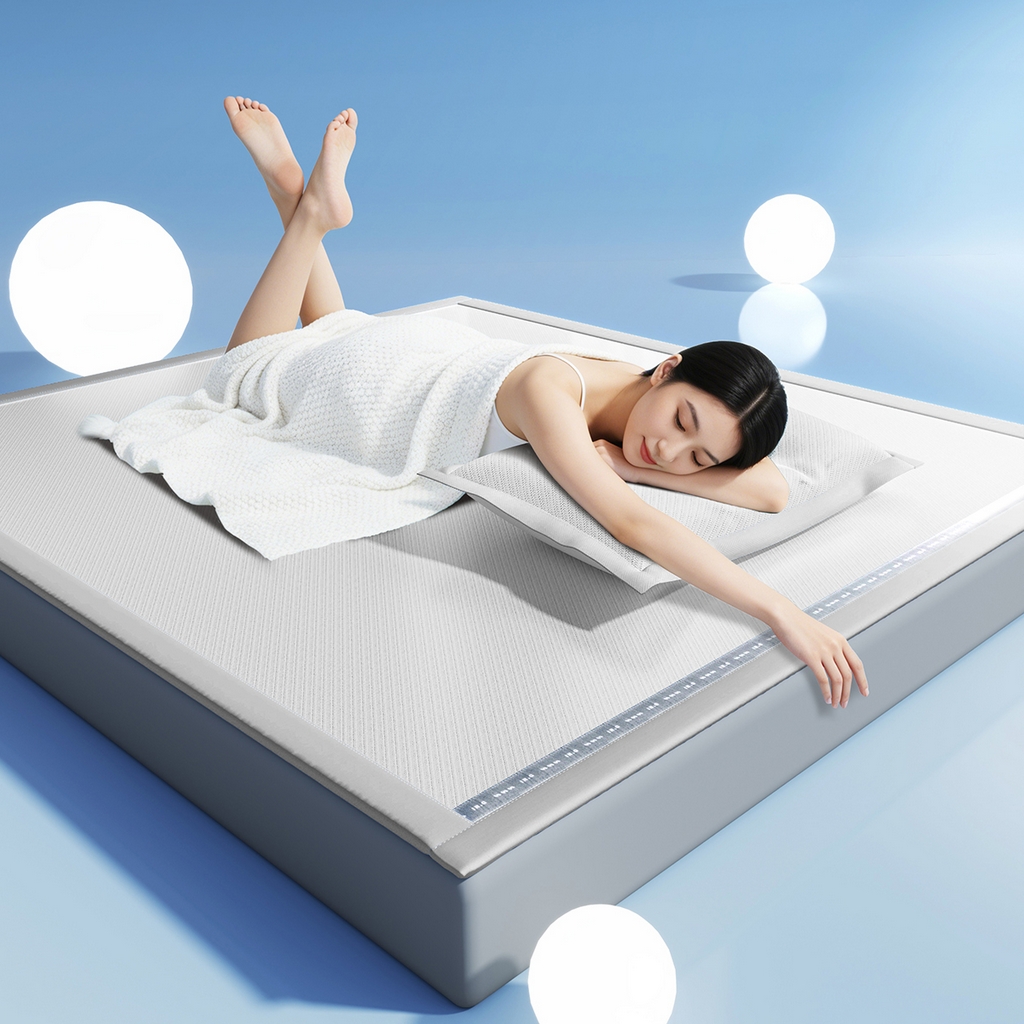 91家纺网 家纺一手货源 找家纺 印季家纺 2026新款织带款纯色凉感丝软席 灰