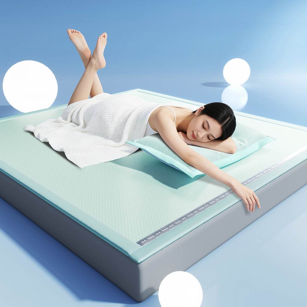 91家纺网 家纺一手货源 找家纺 印季家纺 2026新款织带款纯色凉感丝软席 绿