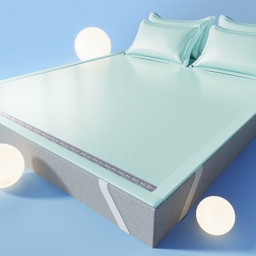 91家纺网 家纺一手货源 找家纺 印季家纺 2026新款织带款纯色凉感丝软席 绿