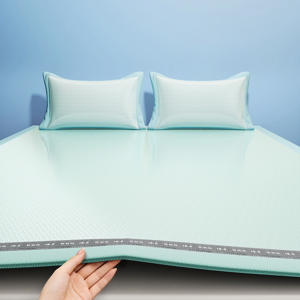 91家纺网 家纺一手货源 找家纺 印季家纺 2026新款织带款纯色凉感丝软席 绿