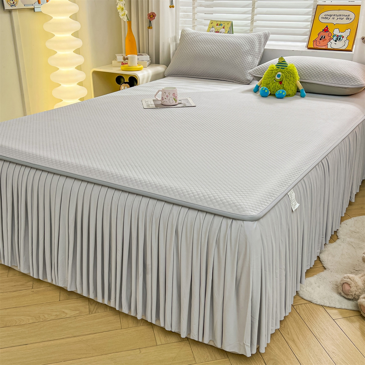 91家纺网 家纺一手货源 找家纺 （总）雯豆家纺 2026新款A类凉感丝花边床裙款凉席席子凉席