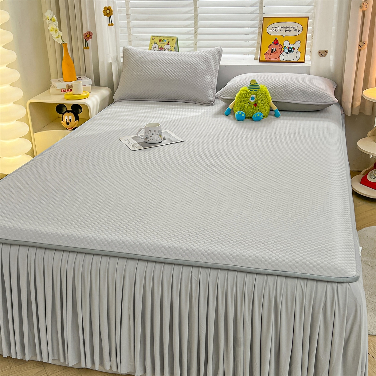 91家纺网 家纺一手货源 找家纺 （总）雯豆家纺 2026新款A类凉感丝花边床裙款凉席席子凉席