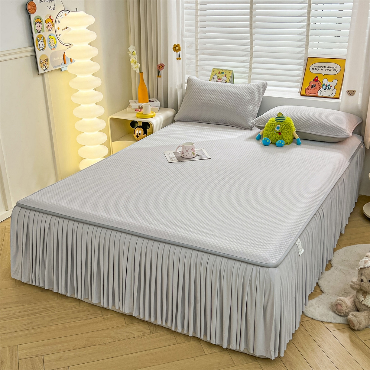 91家纺网 家纺一手货源 找家纺 （总）雯豆家纺 2026新款A类凉感丝花边床裙款凉席席子凉席