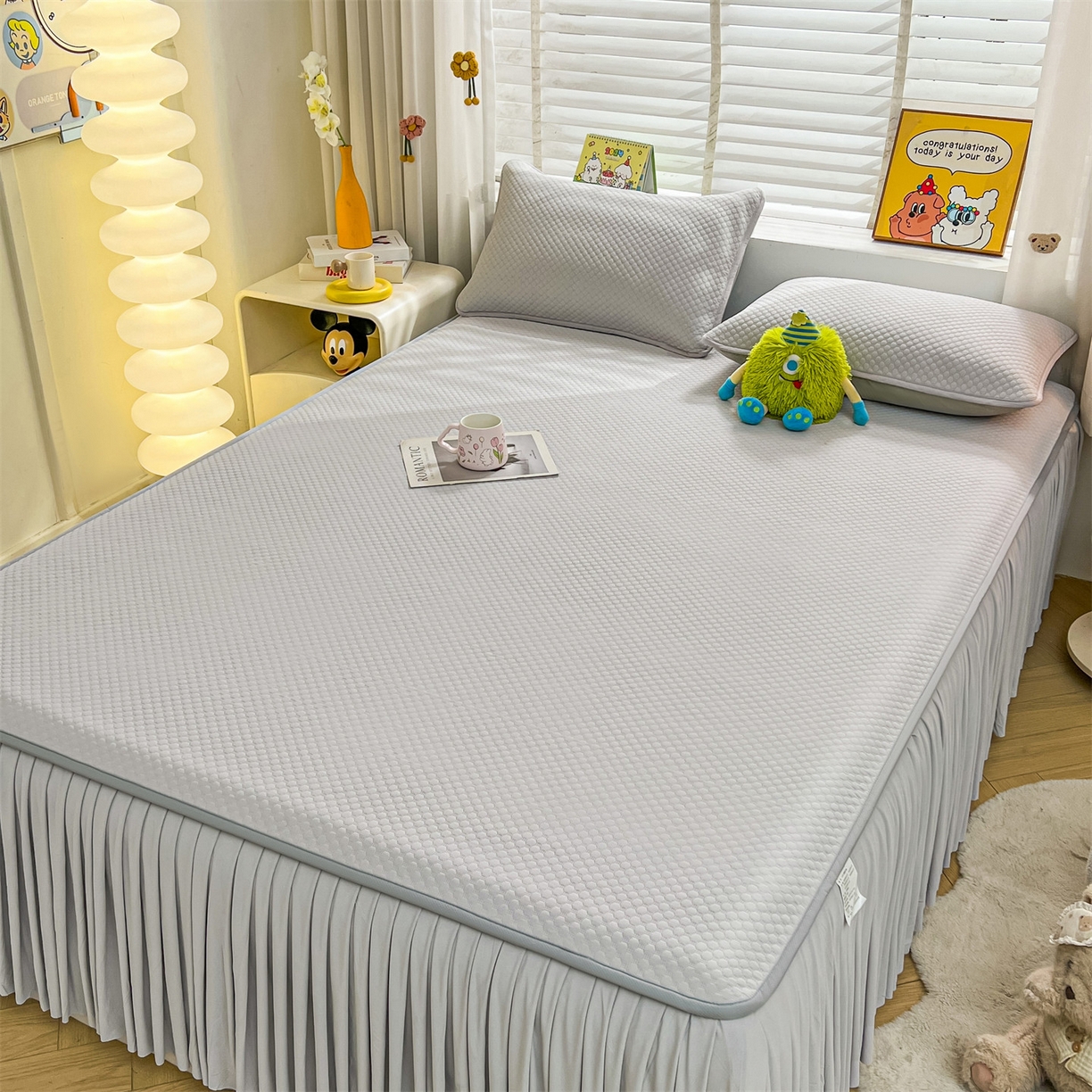 91家纺网 家纺一手货源 找家纺 （总）雯豆家纺 2026新款A类凉感丝花边床裙款凉席席子凉席