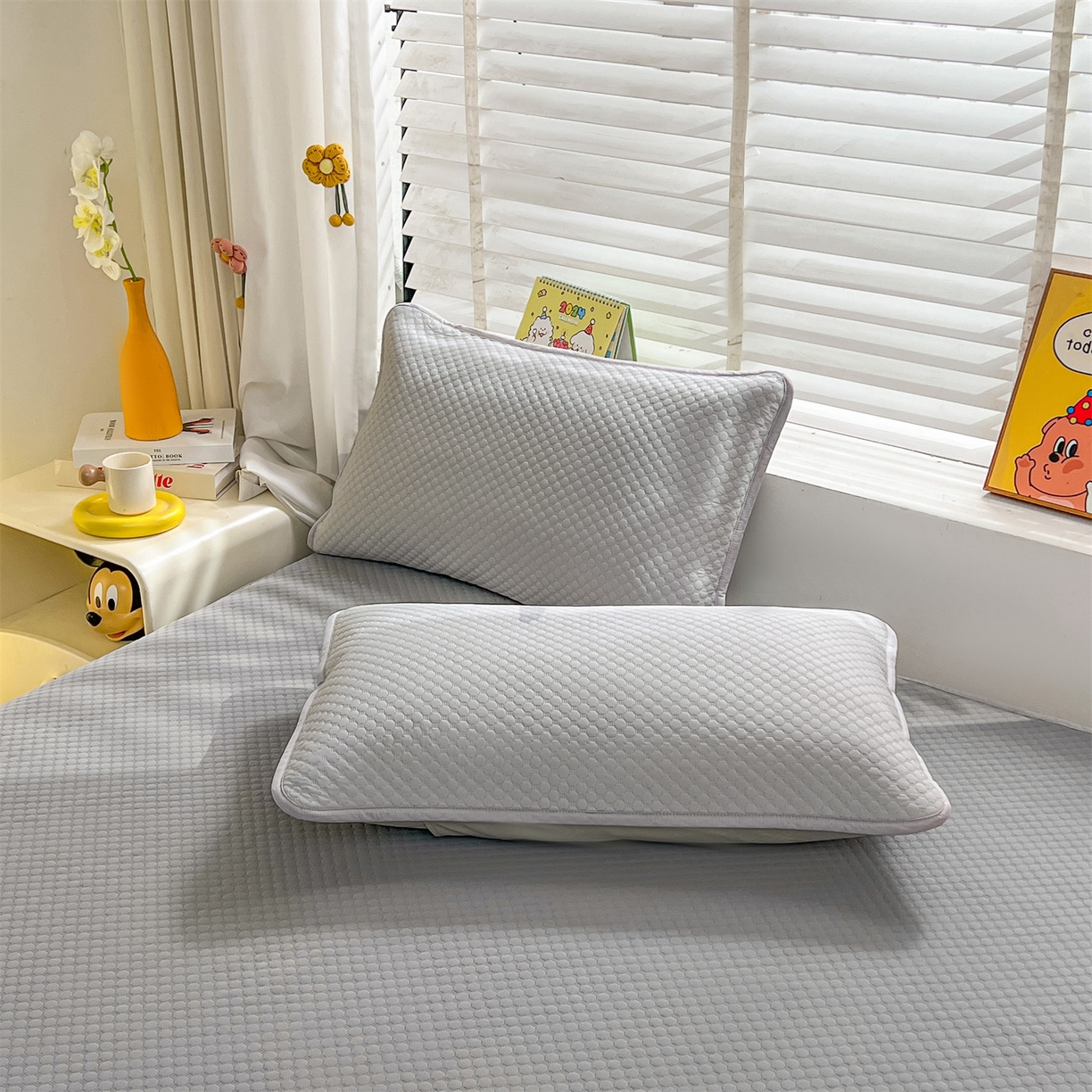 91家纺网 家纺一手货源 找家纺 雯豆家纺 2026新款A类凉感丝花边床裙款凉席席子凉席 凉感丝床裙-轻奢灰